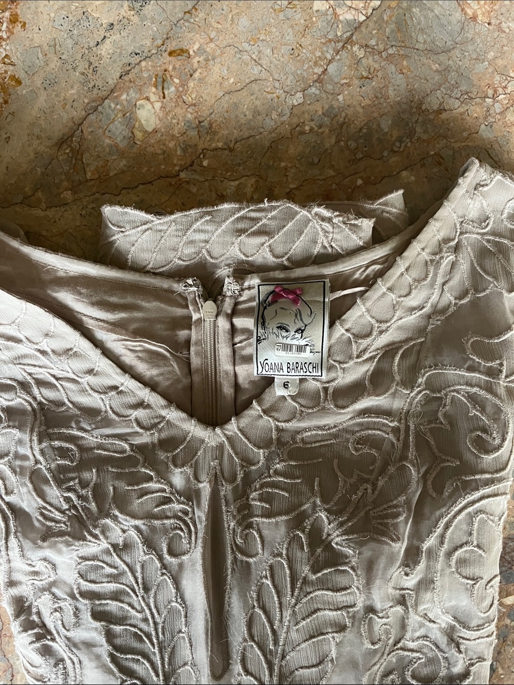 Yoana Baraschi Cream Embroidered Cocktail Dress